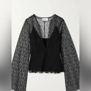 Brandon Maxwell Black Lace Blouse